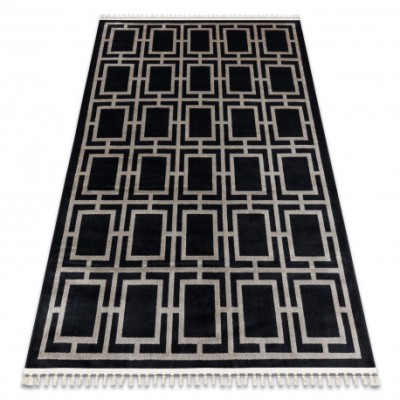Covor AMOUR 53078B negru - Geometric, linii modern, elegant, 118x180 cm foto