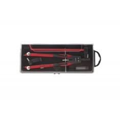 Trusa Compas Metalic DACO cu Reglare Rapida, Diametru Maxim Cerc 380 mm, 3 Accesorii Incluse, Rosu/Negru, Compas Matematica, Trusa Compas pentru Scola foto
