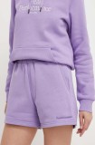 Peak Performance pantaloni scurti femei, culoarea violet, neted, high waist