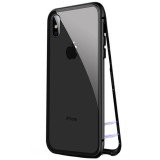 Cumpara ieftin Husa 360 Magnetic Case iPhone XS Max, Metal+Sticla, Negru, Rezistenta Socuri, Amprente, Zgarieturi