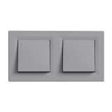 Cumpara ieftin &Icirc;ntrerupător transversal dublu Nova 10A 250V 107 gri cu cadru dublu