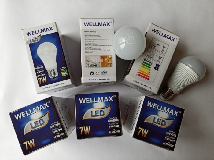Pachet 5 becuri cu led, radiator aluminiu, 35000 ore, 100-240V, 7W, 500lm, lumina alba, ultrafiabile