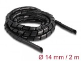 Organizator cabluri spiralat 2m x 14mm Negru, Delock 19022