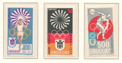 Uruguay 1972 Mi 1231/33 MNH - Jocurile Olimpice vara, Munchen (I) foto