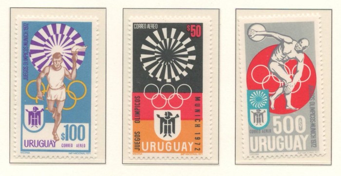 Uruguay 1972 Mi 1231/33 MNH - Jocurile Olimpice vara, Munchen (I)