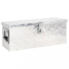 vidaXL Cutie de depozitare, argintiu, 60x23,5x23 cm, aluminiu