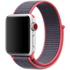 Curea iUni compatibila cu Apple Watch Ultra/SE/8/7/6/5/4/3/2/1, 38mm, Nylon Sport, Woven Strap, Purple/Electric Pink