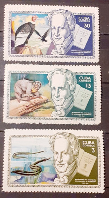 Cuba 1969 fauna, savant naturalist Humboldt serie 3v mnh foto