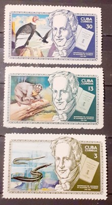 Cuba 1969 fauna, savant naturalist Humboldt serie 3v mnh foto