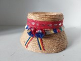 Clop de paie, Maramures, accesoriu costu popular, cu cocarda tricolor, 11cm inaltime x 17cm diametru baza
