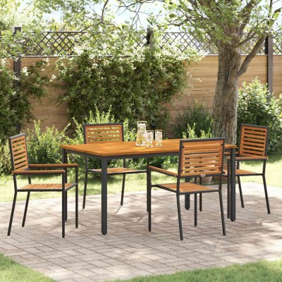vidaXL Set de masă pentru grădină 5 pcs Negru 150 x 90 x 75 cm foto