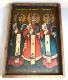 "Sfinții Trei Ierarhi Vasile , Grigore și Ioan Gură de Aur" icoana pe lemn 1884