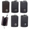 Husa Chei Auto Piele Eco: Audi, BMW, VW, Mercedes - Negru/Maro, Fermoar, Breloc 9cm