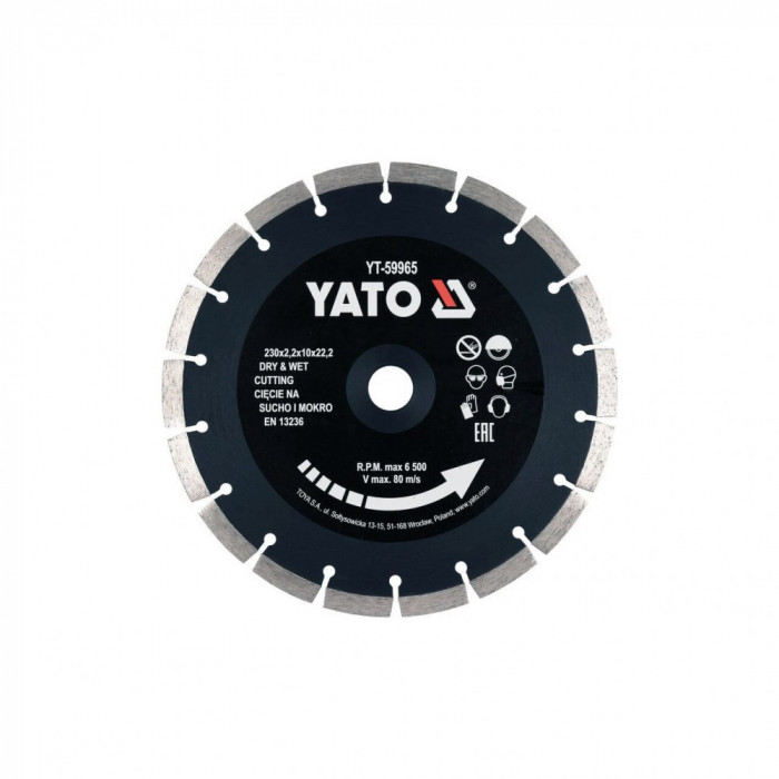 Disc diamantat segmentat 230 x 22.2 x 2.2 Yato YT-59965