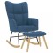 vidaXL Scaun balansoar cu taburet, albastru, material textil