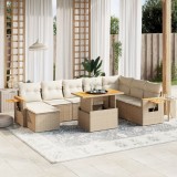 VidaXL Set canapele de grădină, 9 piese, cu perne, bej, poliratan
