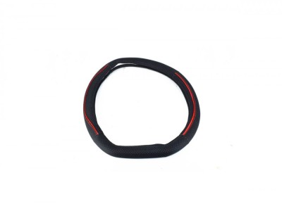 Husa volan sport tesit din imitatie piele marimea M Culoare:negru+cusatura rosie Cod:FX99 foto