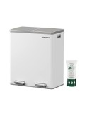 Cumpara ieftin Cos pentru recilare dublu, Songmics, 2 x 30L, Alb, LTB60WT, 59 x 32 x 65 cm