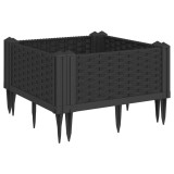 Cumpara ieftin Jardiniera de gradina cu tarusi, negru, 42,5x42,5x28,5 cm, PP
