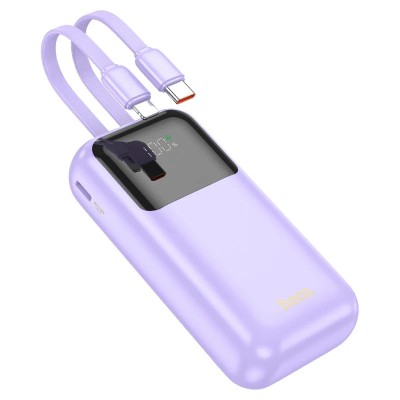 Baterie Hoco Q25, Powerbank 10.000mAh, Cabluri integrate Type-C + Lightning, Mov foto