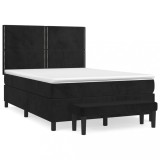 Cumpara ieftin Pat box spring cu saltea, negru, 140x200 cm, catifea