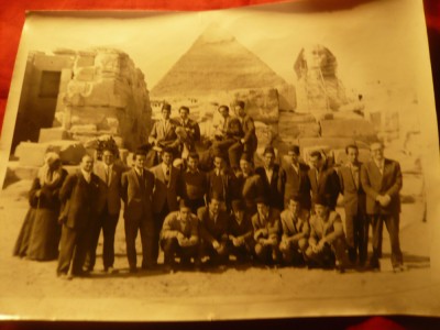 Fotografie interbelica - Delegatia Romana la Piramidele Egiptene ,dim.=24x18cm foto