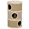 PawHut Tonă de zg&acirc;riat, 79 cm &icirc;nălțime, &Oslash;45 cm, tonă pentru pisici cu 3 niveluri și sfoară din sisal, peșteră pentru pisici, pentru pisici mari, Khaki