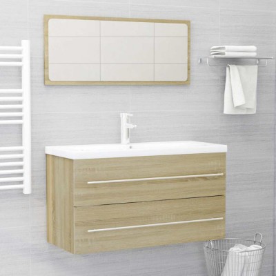 Set mobilier baie, 2 piese, stejar Sonoma, PAL foto