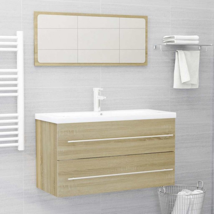 Set mobilier baie, 2 piese, stejar Sonoma, PAL