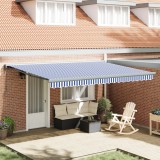 vidaXL Marchiză retractabilă automată albastră și albă 450x300 cm