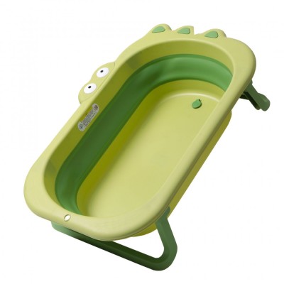Cada Pliabila pentru Baie, Flippy, din PP+TPR, pentru Copii 0-6 Ani, Model Crocodil, Dop de Scurgere, 80x54x21 cm, Verde foto