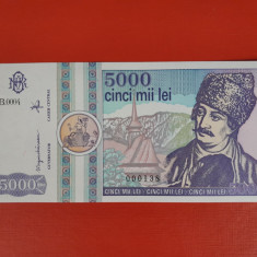 Bancnota 5000 lei 1992 - UNC ++++ serie foarte mica B.0003 / 000138