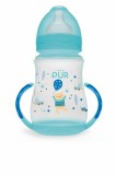 PUR 9023 &ndash; BIBERON CU GURA LARGA, DESEN SI MANERE +6 LUNI, 250ML