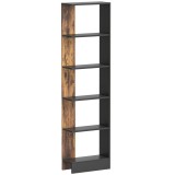 HOMCOM Raft &Icirc;ngust cu 5 Etajere, Raft Economisitor de Spațiu Modern din Lemn, Bibliotecă pentru Baie, Living, Dormitor, Birou, 45x21x170 cm, Maro Rust