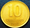 Moneda 10 CENTAVOS - ARGENTINA, anul 1992 * cod 3725 B = UNC luciu de batere, America Centrala si de Sud