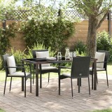 VidaXL Set masă grădină 5 pcs Negru 160 x 80 x 73 cm Rattan PE