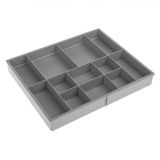 Organizator Sertare, Model Extensibil, 12 Compartimente, Culoare Gri, Dimensiuni 30.5x25.5x3.8 cm, Material Plastic, Oem