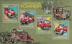 AFRICA CENTRALA 2014 - Masini de pompieri /set complet - bloc + colita MNH (2 imagini)