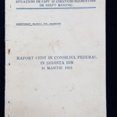 RAPORT CITIT IN CONSILIUL FEDERAL IN SEDINTA DIN 31 MARTIE 1935 - BUCURESTI, 1935