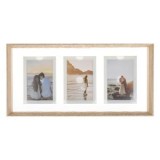 Rama foto bej cu 3 locuri, 50x25 cm, plastic cu aspect de lemn si sticla, CMCLASS