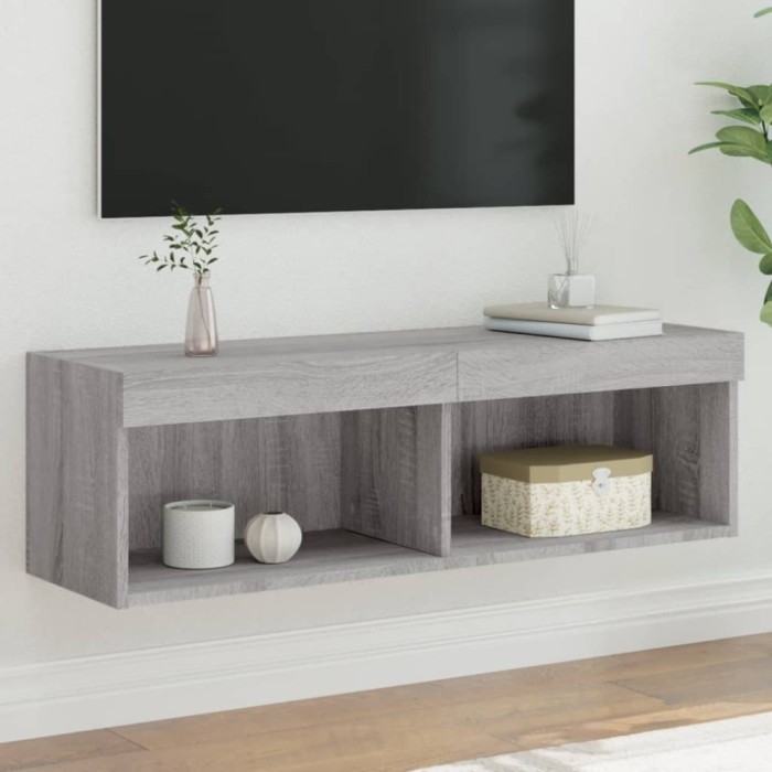 vidaXL Comodă TV cu lumini LED, gri sonoma, 100x30x30 cm 837165
