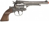 Jucarie Revolver Cowboy, 12 capse, die-cast metal si plastic