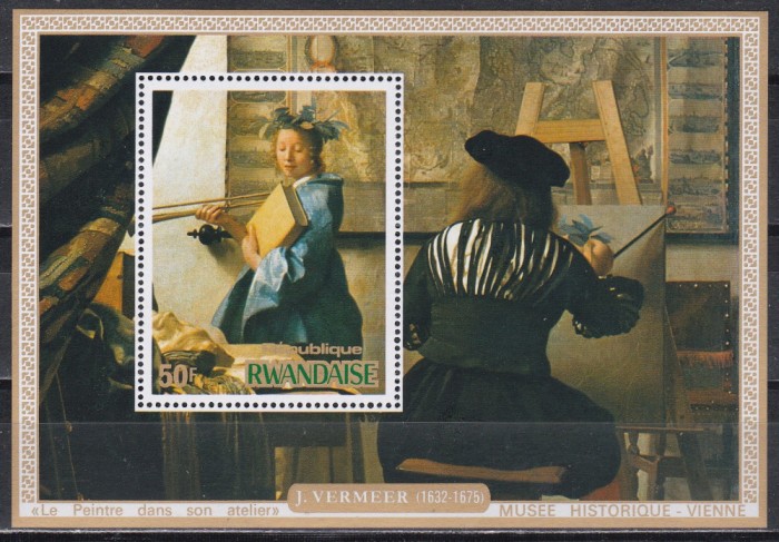 Rwanda 1975 -Picturi ale lui J. Vermeer, Colita,MNH