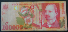 Bancnota 100000 LEI - ROMANIA, anul 1998 *cod 252 foto