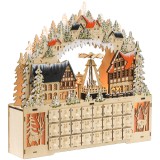 HOMCOM Calendar Advent, sat de Crăciun, 18 LED, 24 sertărașe, reutilizabil, 45 x 9 x 42,5 cm | Aosom Romania