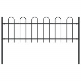 VidaXL Gard de grădină cu v&acirc;rf curbat, negru, 1,7 m, oțel