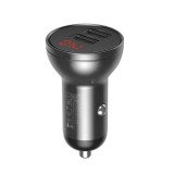Incarcator Auto 2xUSB-A, 24W - Baseus Digital Display (CCBX-0G) - Gray