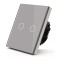 Intrerupator Smart Touch Techstar&reg;, Wireless 2.4GHz, Sticla Securizata, Design Modern, Iluminare LED, 2 Faze, Gri