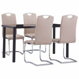 VidaXL Set mobilier de bucătărie, 5 piese, cappuccino, piele ecologică