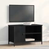 VidaXL Dulap TV, stejar negru, 80x40x50 cm, lemn prelucrat și oțel